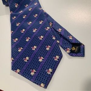FABERGÉ MEN’S SILK NECKTIE ELEPHANTS BLUE